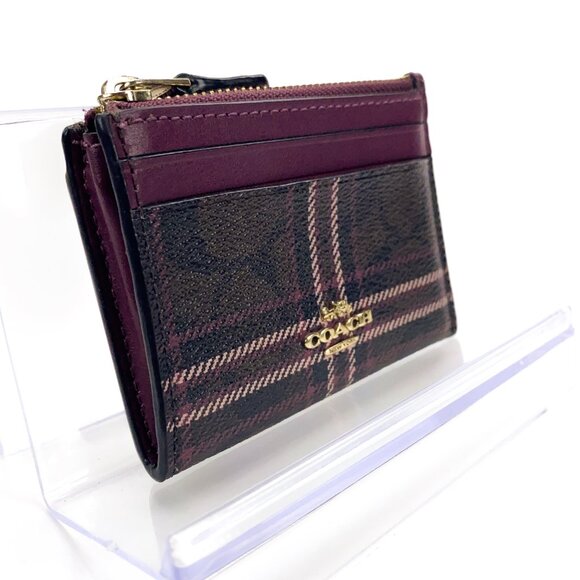 COACH Mini Skinny Coated Canvas Id Case w/ Shirting Plaid Print - Picture 3 of 8